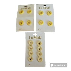 3/$30 VTG LA MODE Yellow 1/2" Four Hole Shirt Buttons